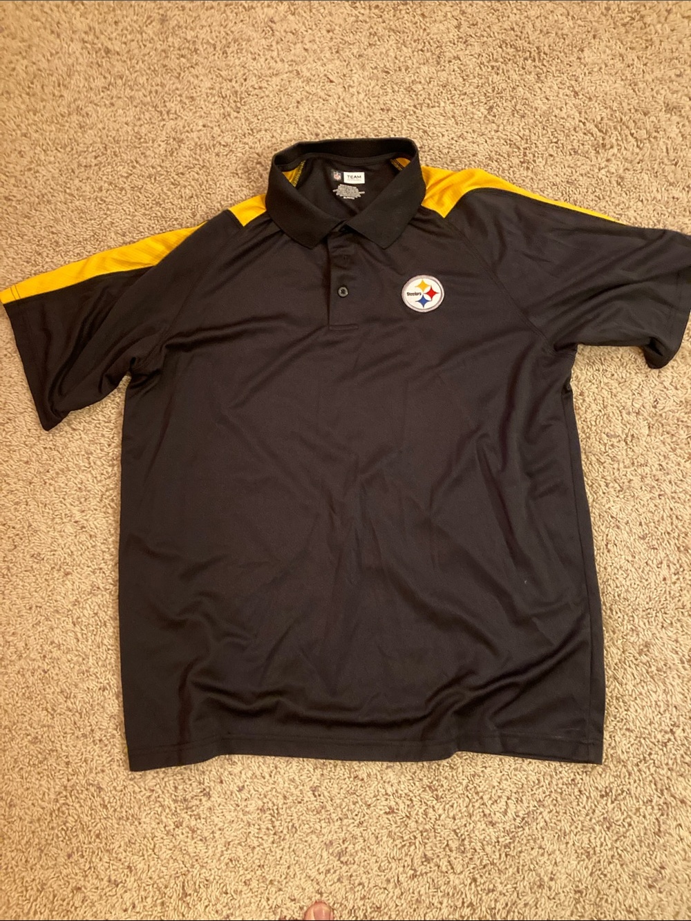 Team Apparel Black Polo with Yellow Shoulder Panels